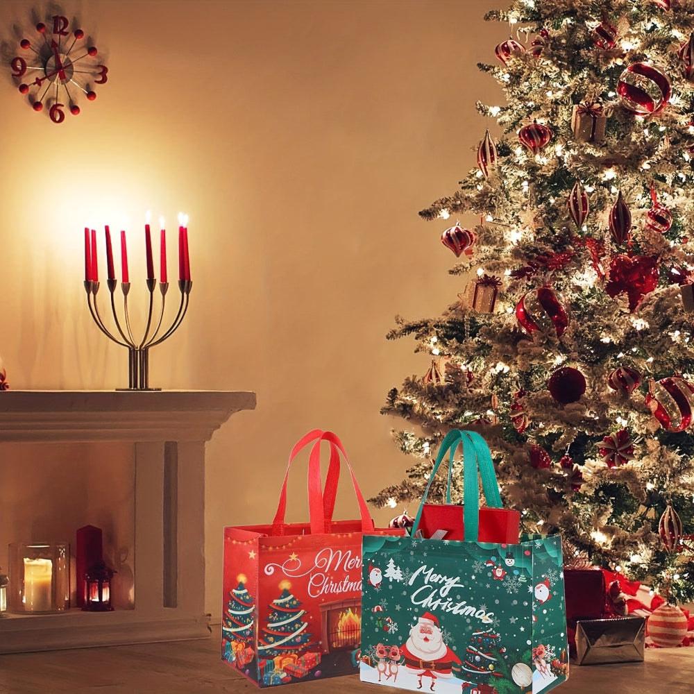 Christmas Bags Reusable Large Tote Set Holiday Presents