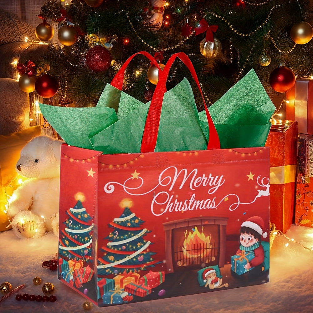 Christmas Bags Reusable Large Tote Set Holiday Presents