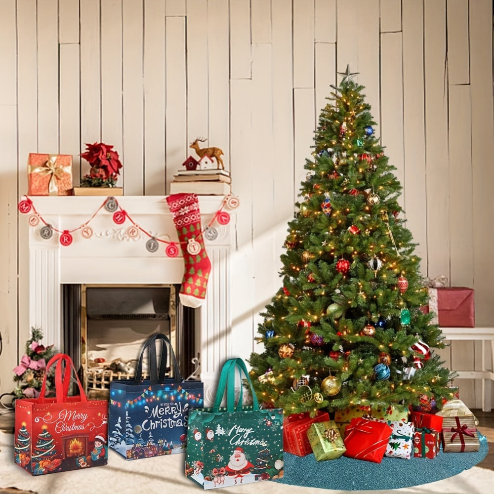 Christmas Bags Reusable Large Tote Set Holiday Presents