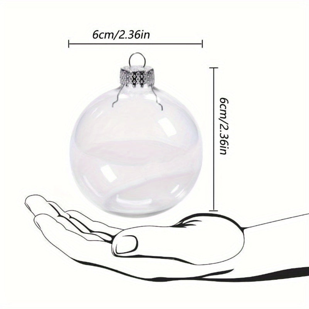 Christmas Baubles Clear Fillable Hanging Round Plastic Ornament Set