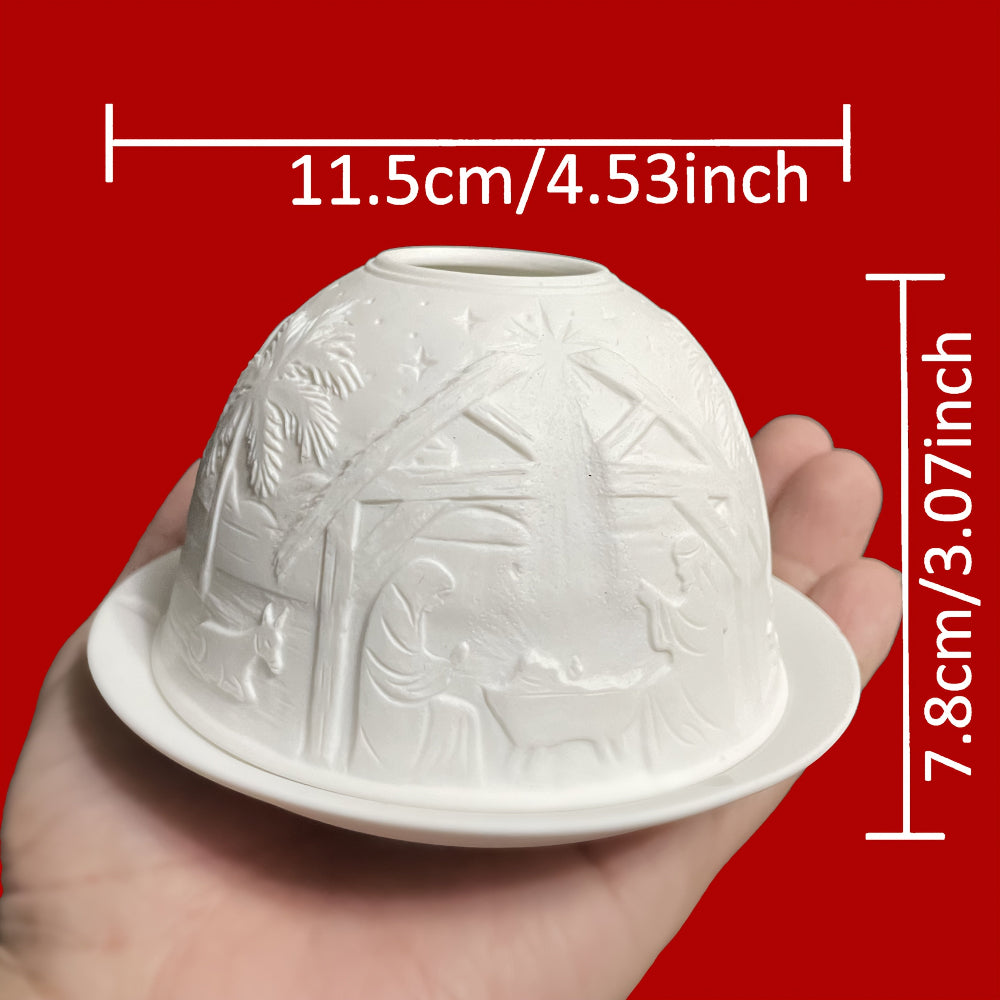 Christmas Candle Holder Nativity Scene Porcelain Table Lamp