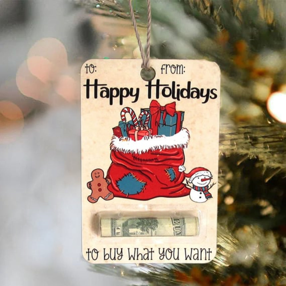 Christmas Cards Wooden Money Holder Ornament Decoration