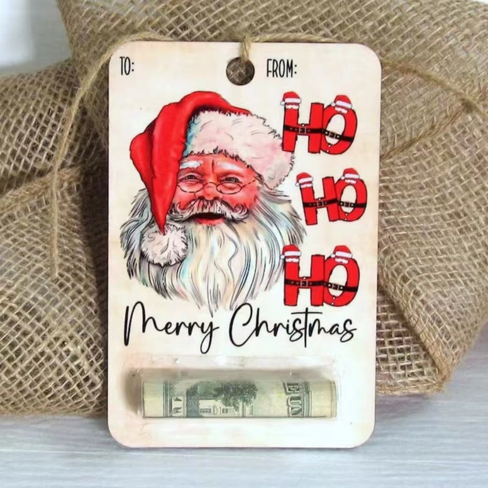 Christmas Cards Wooden Money Holder Ornament Decoration