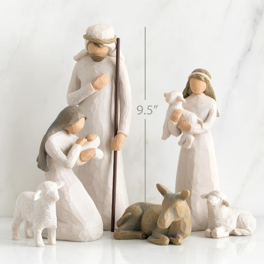 Christmas Decor Nativity Scene Rustic Carved Figurine Set