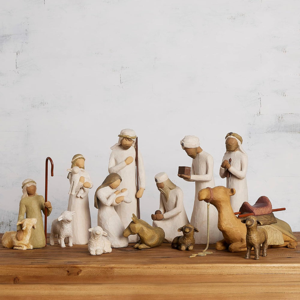 Christmas Decor Nativity Scene Rustic Carved Figurine Set
