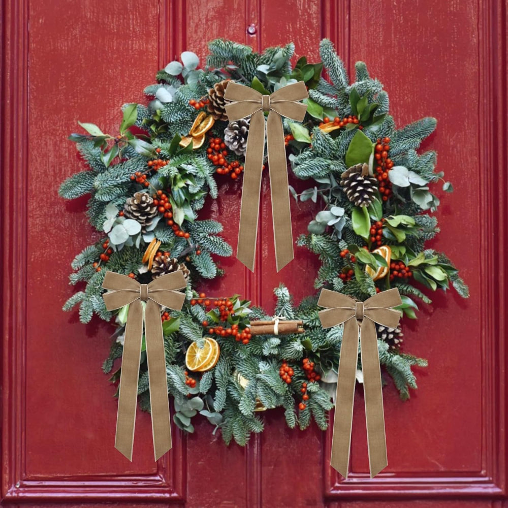 Vánoční dekorace do interiéru sametové bordó stuhy mašle ozdoby