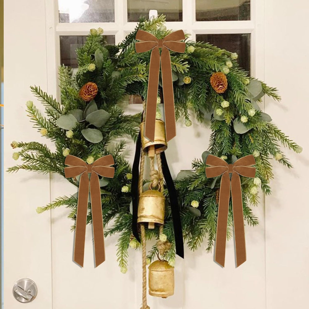 Vánoční dekorace do interiéru sametové bordó stuhy mašle ozdoby