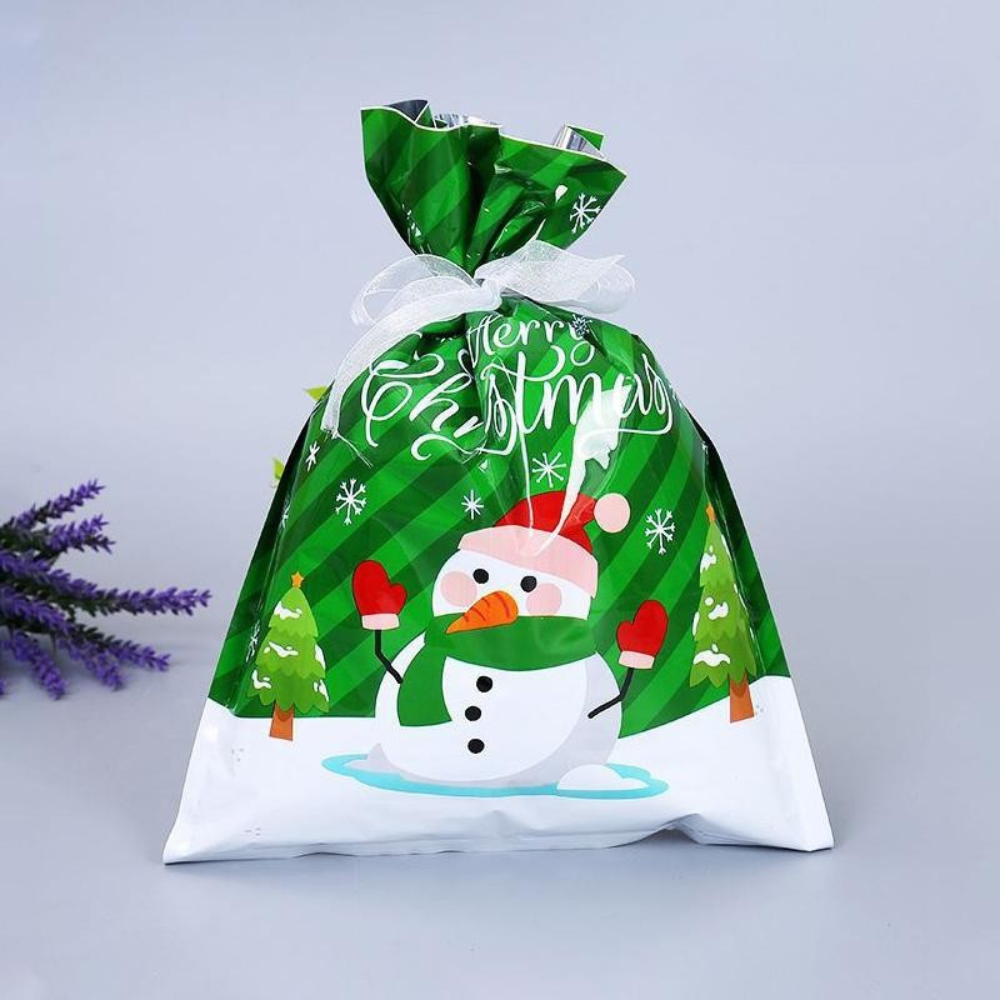 Set de bolsas de regalo de Navidad reutilizables de papel metalizado para envolver regalos festivos