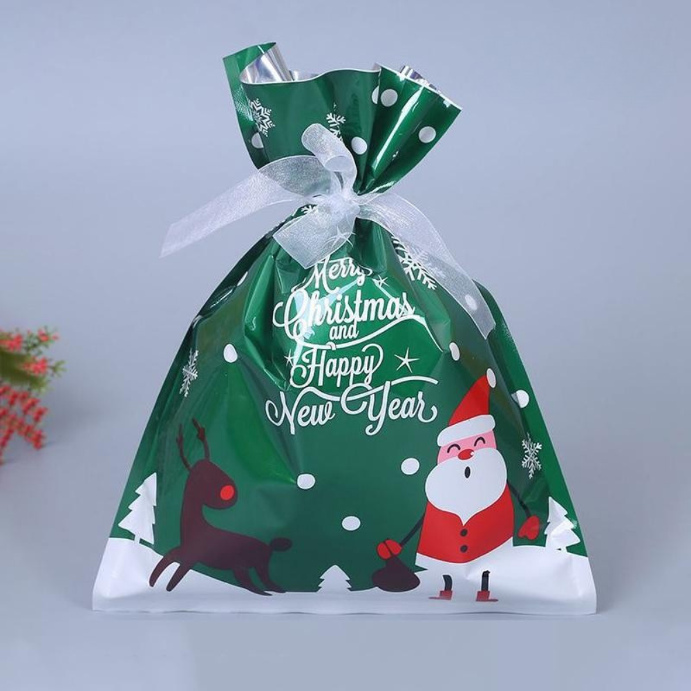 Set de bolsas de regalo de Navidad reutilizables de papel metalizado para envolver regalos festivos
