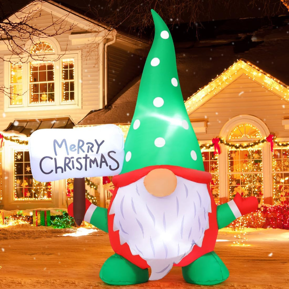 Christmas Inflatables Gnome Outdoor Yard Decor LED Light Display