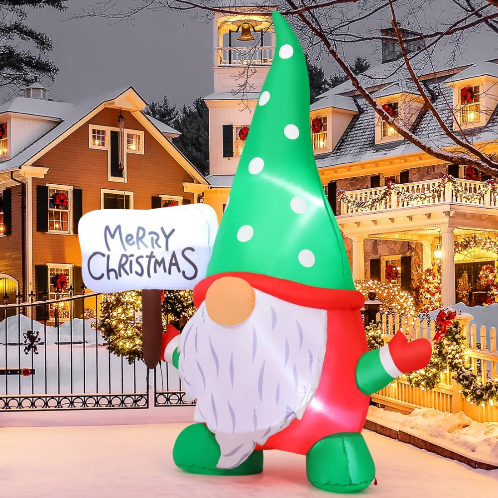 Christmas Inflatables Gnome Outdoor Yard Decor LED Light Display