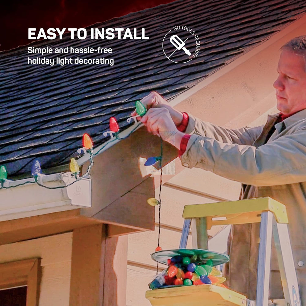 Clips para luces de Navidad Clips para luces exteriores Ganchos para colgar en canaletas Paquete
