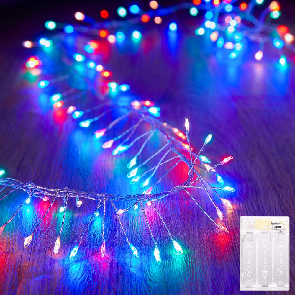 Luces de Navidad LED impermeables con alambre plateado, luces de hada tipo petardo