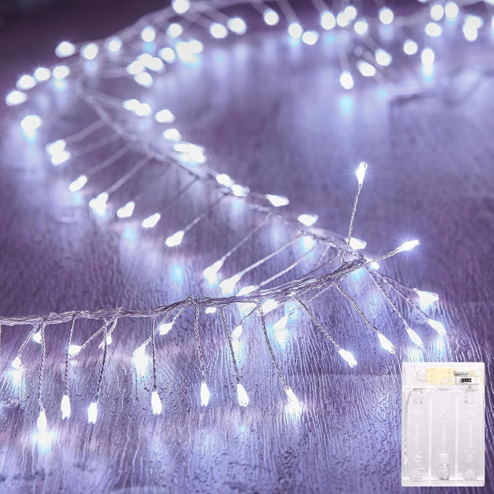 Luces de Navidad LED impermeables con alambre plateado, luces de hada tipo petardo