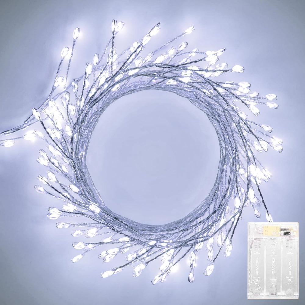 Luces de Navidad LED impermeables con alambre plateado, luces de hada tipo petardo