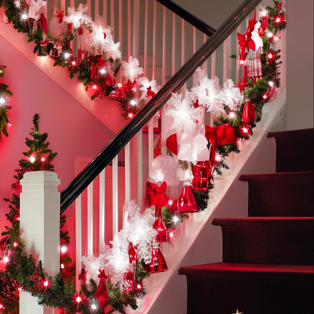 Guirnalda de luces navideñas con luces, a pilas, impermeable para interior y exterior