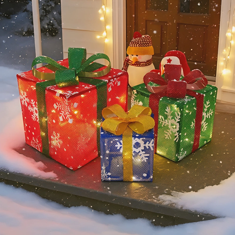 Christmas Lights Lighted Gift Box Outdoor Holiday Yard Porch Display