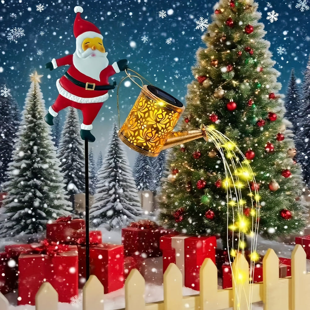 Vánoční světla solární Santa venkovní konev zahradní dekorace