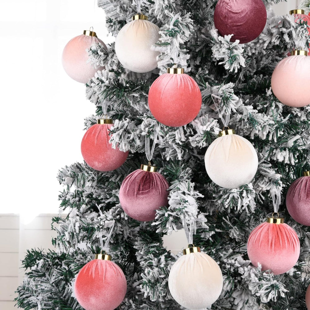 Christmas Ornaments Holiday Decorations Textured Ball Set