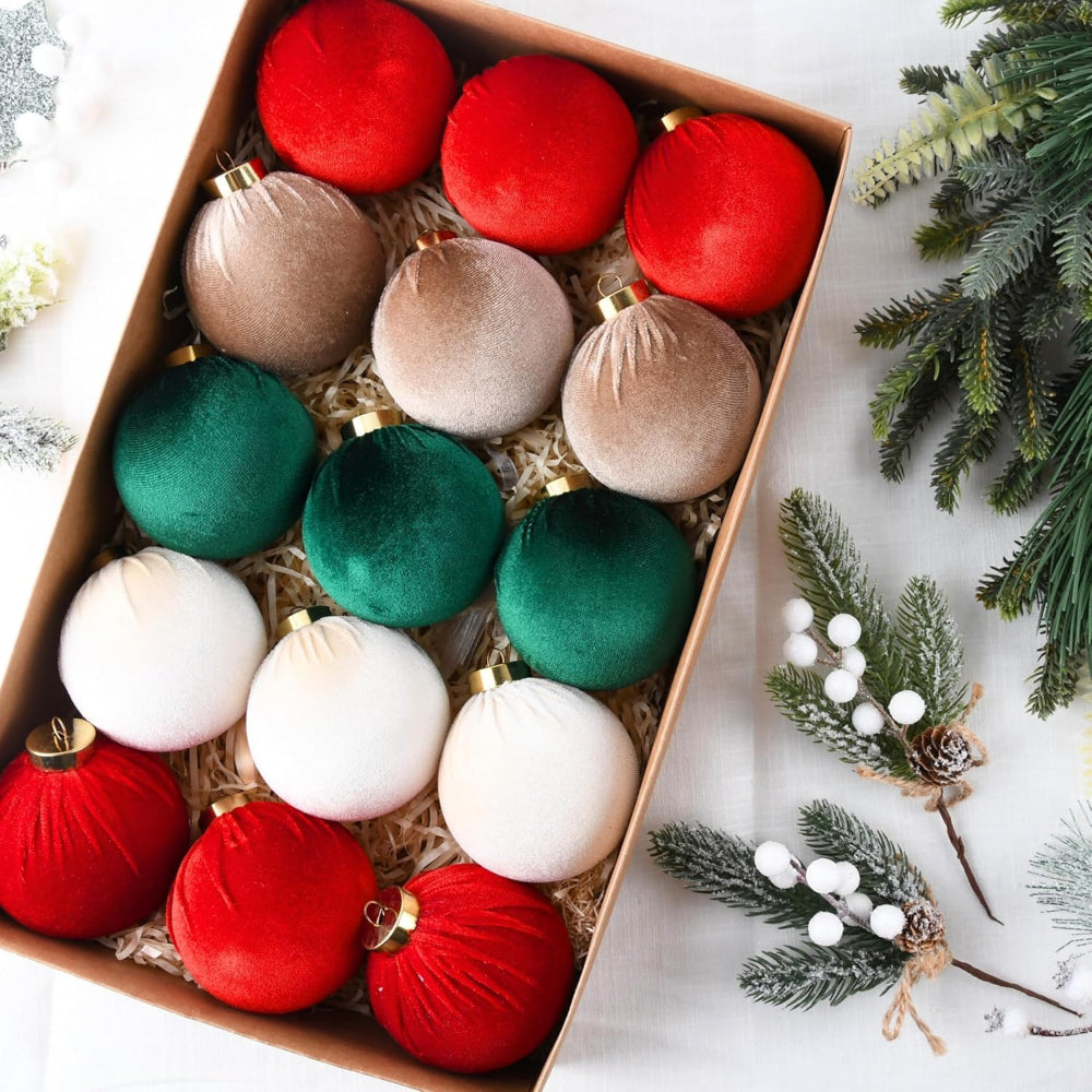 Christmas Ornaments Holiday Decorations Textured Ball Set
