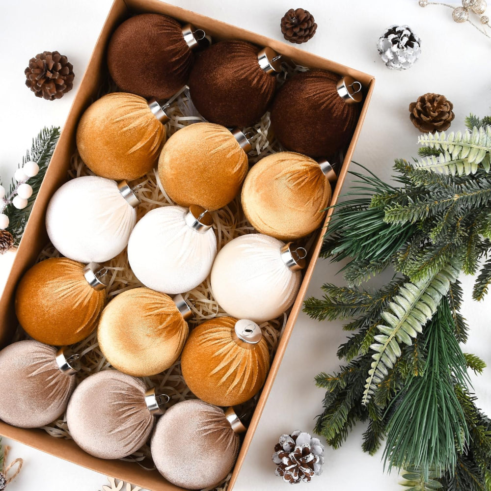 Christmas Ornaments Holiday Decorations Textured Ball Set