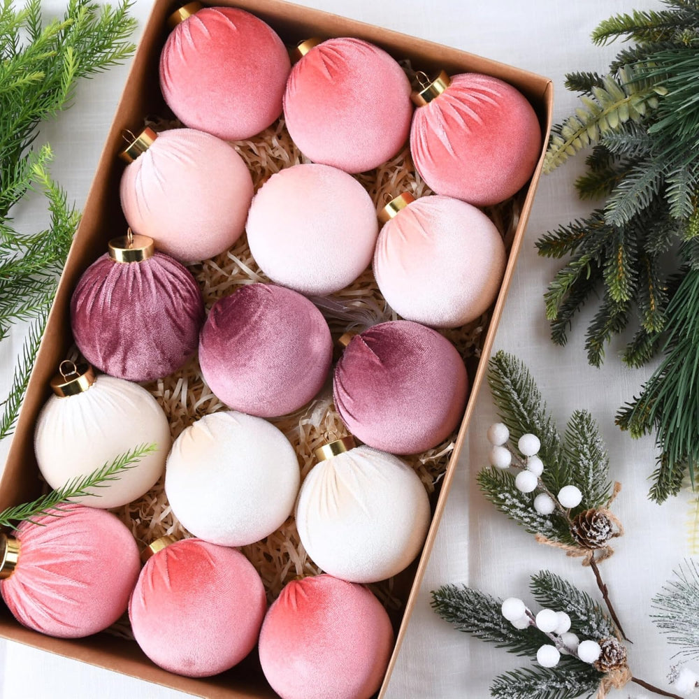 Christmas Ornaments Holiday Decorations Textured Ball Set