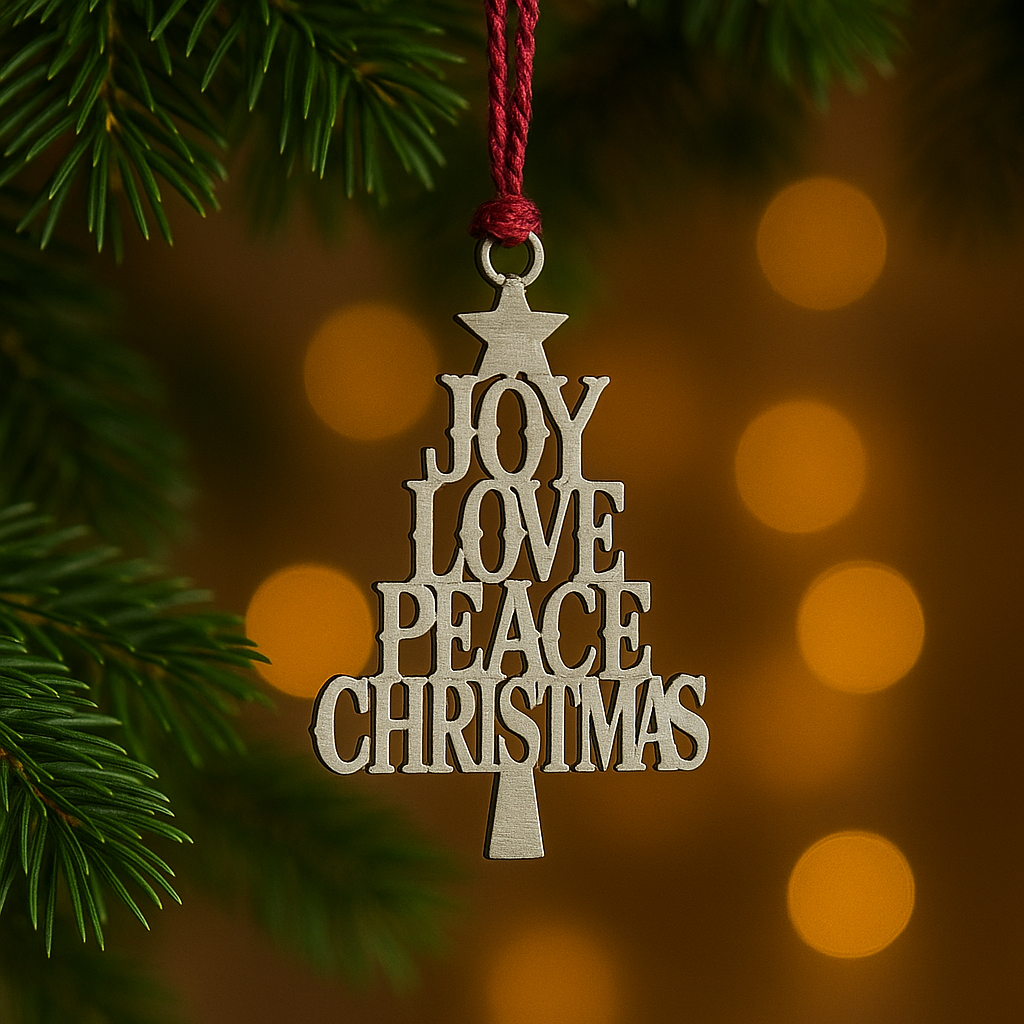 Vánoční ozdoby kovové strom zavěšená sváteční dekorace