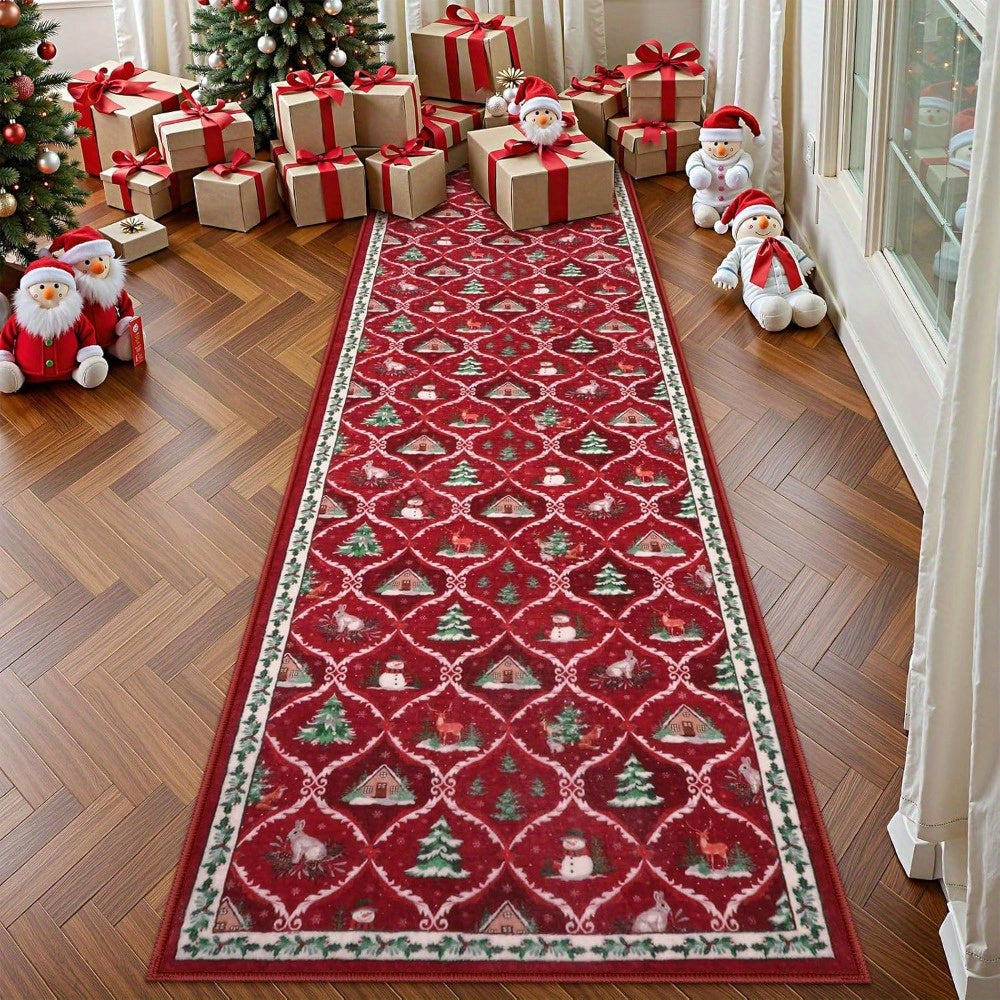 Christmas Runner Red Rug Holiday Hallway Carpet Home Decor