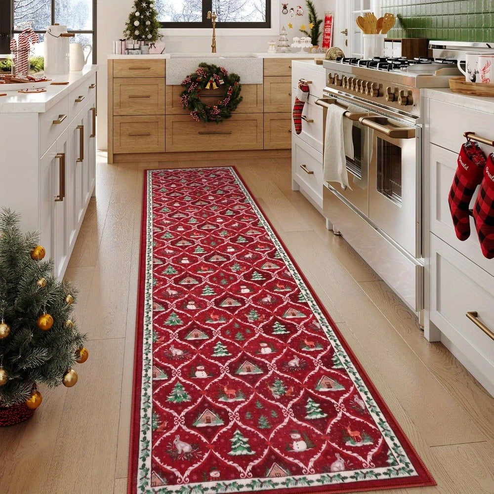 Christmas Runner Red Rug Holiday Hallway Carpet Home Decor