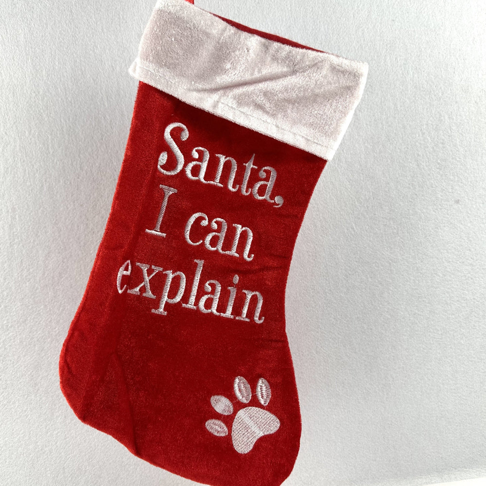 Christmas Stockings Pets Funny Santa Paw Print Holiday Decoration