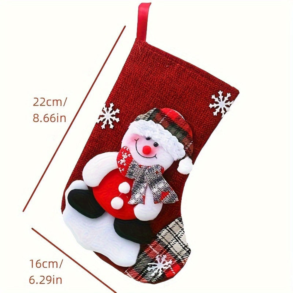 Christmas Stockings Santa Snowman Reindeer Holiday Fireplace Decor