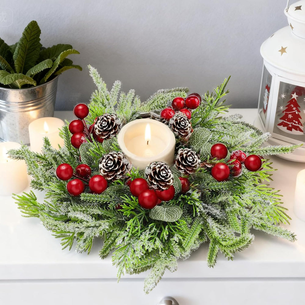Christmas Table Decorations Centerpiece Candle Ring Set