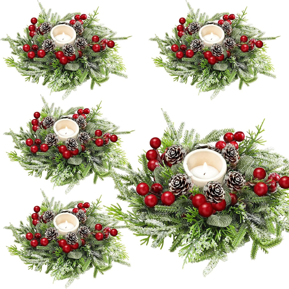 Christmas Table Decorations Centerpiece Candle Ring Set