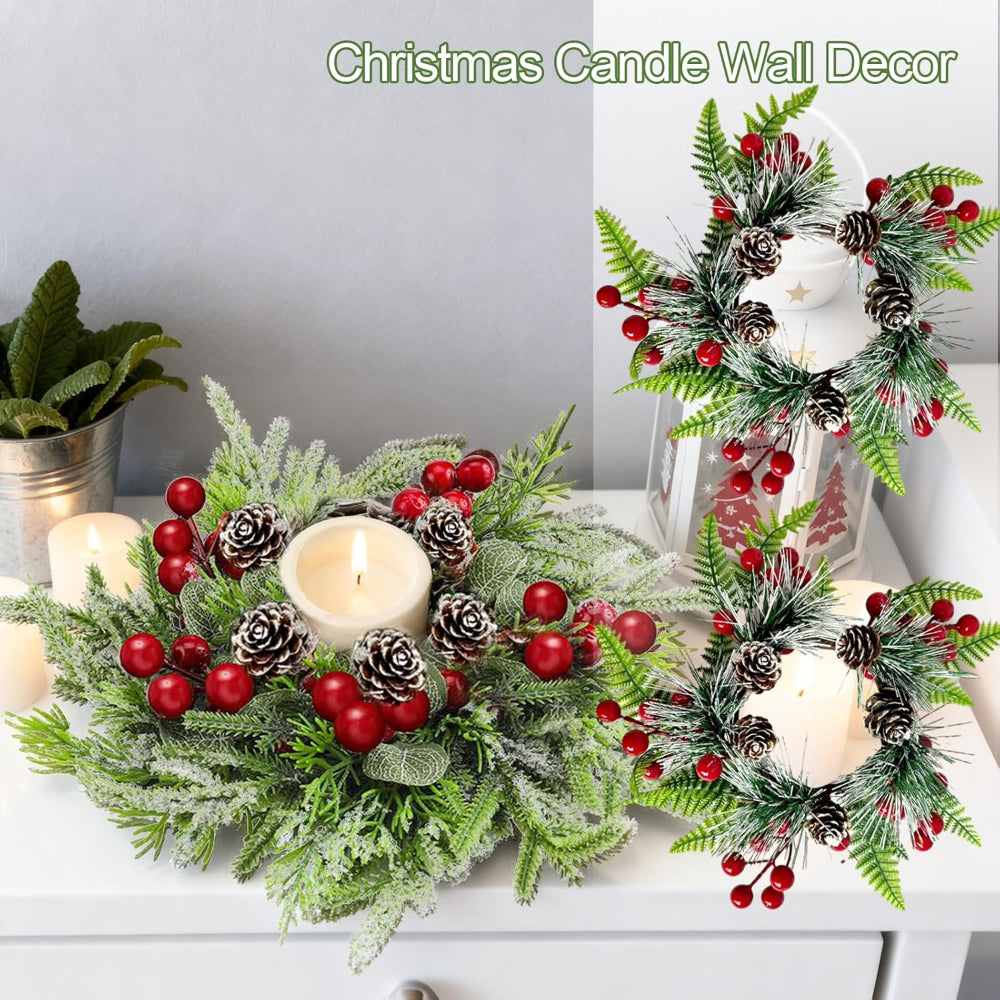 Christmas Table Decorations Centerpiece Candle Ring Set