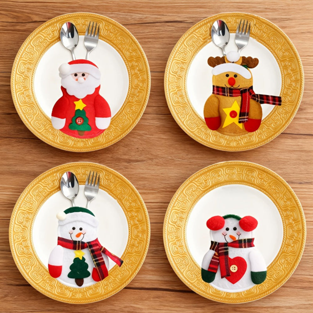 Christmas Table Decorations Festive Cutlery Holders Set