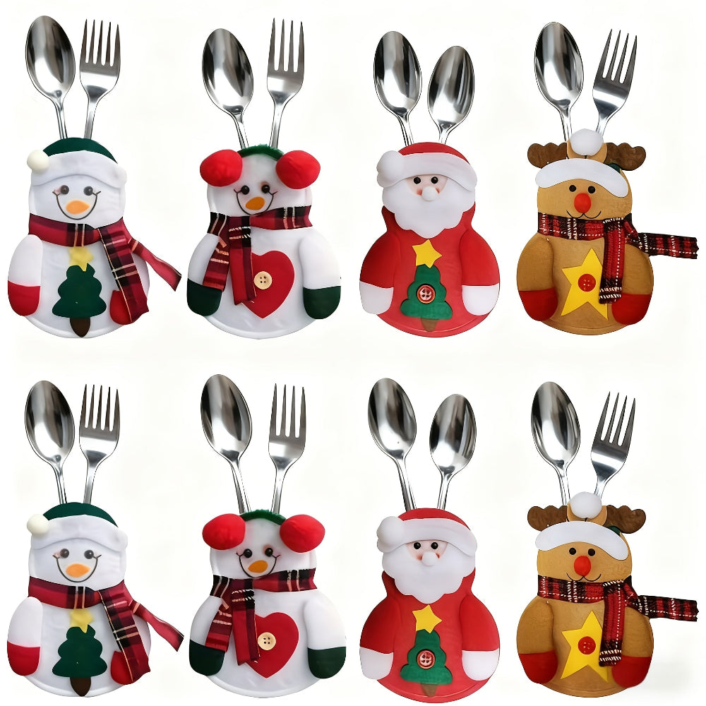 Christmas Table Decorations Festive Cutlery Holders Set