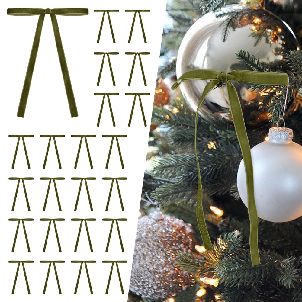 Vánoční girlandy na stromek sametové stuhy mašle vintage sváteční dekorace sada