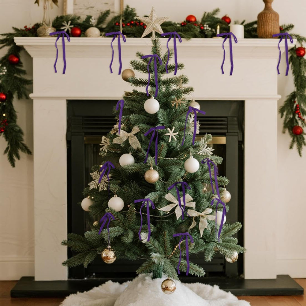 Vánoční girlandy na stromek sametové stuhy mašle vintage sváteční dekorace sada