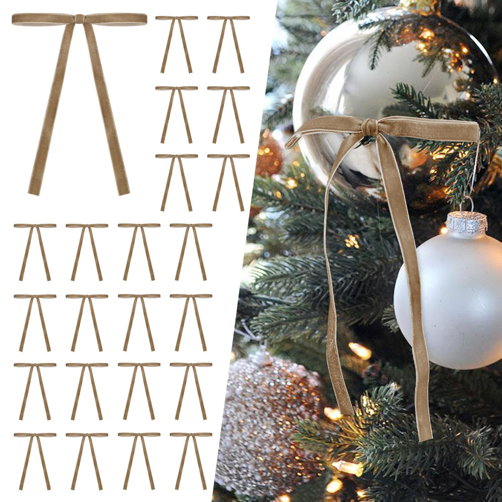 Vánoční girlandy na stromek sametové stuhy mašle vintage sváteční dekorace sada