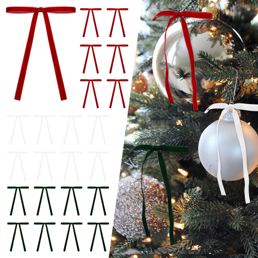 Vánoční girlandy na stromek sametové stuhy mašle vintage sváteční dekorace sada