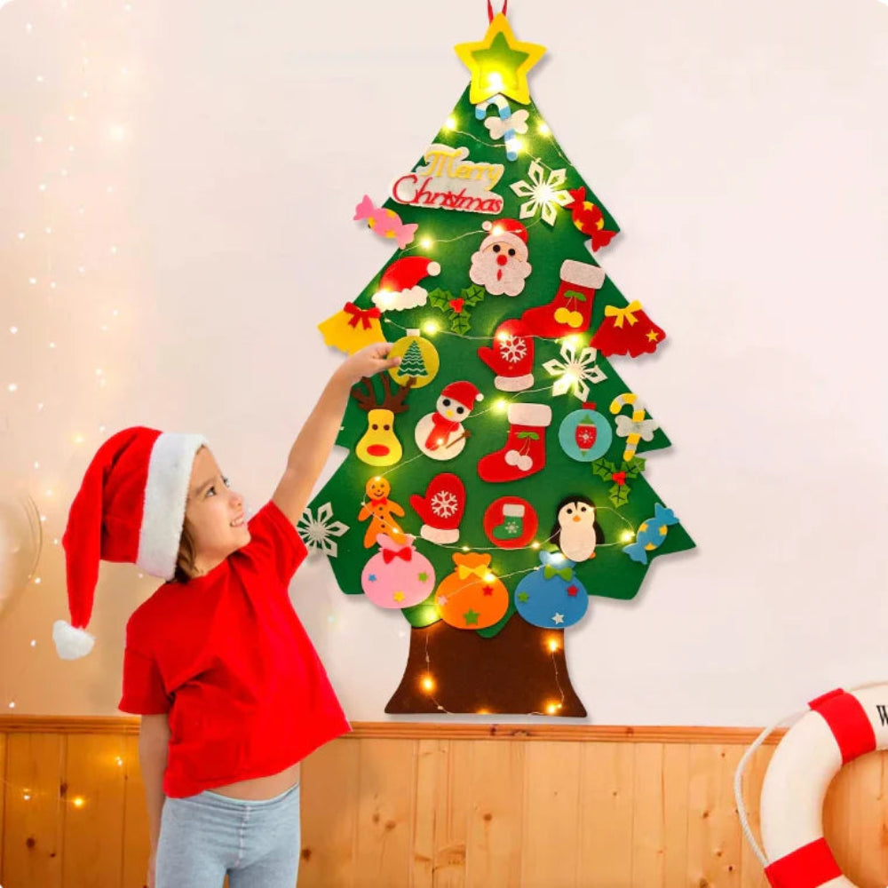 Christmas Tree Kids Felt Activity Set Ornaments Lights Wall Hanging