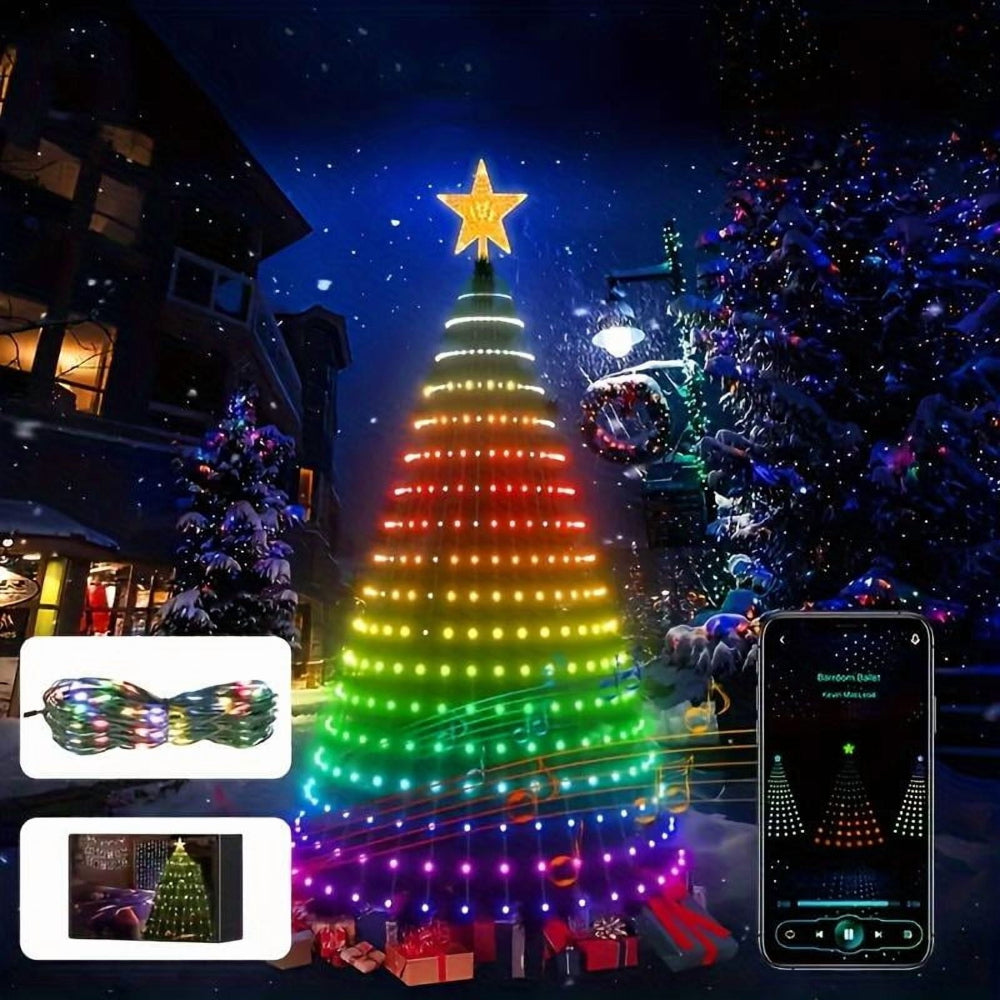 Luces de árbol de Navidad inteligentes RGB con control remoto por aplicación para decoración