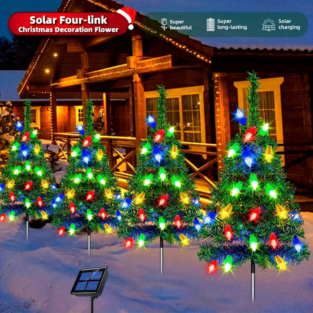 Christmas Tree Lights Solar Outdoor Garden Pathway Set