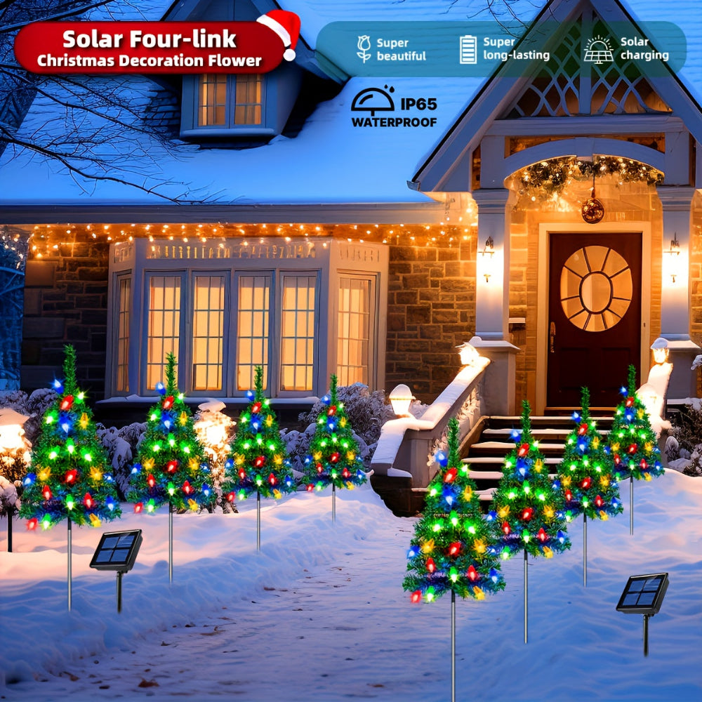 Christmas Tree Lights Solar Outdoor Garden Pathway Set