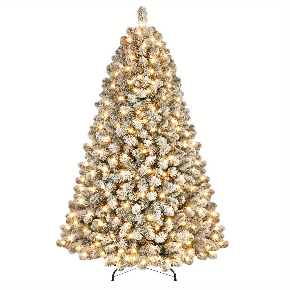 Christmas Tree Pre-Lit Artificial Snow Flocked Pine Indoor Decor