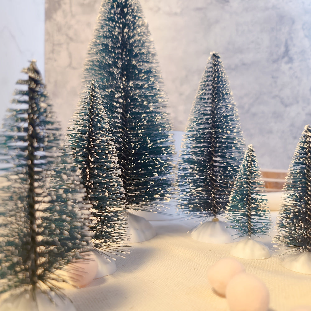 Christmas Tree Set Mini Pine Snow Tabletop Display