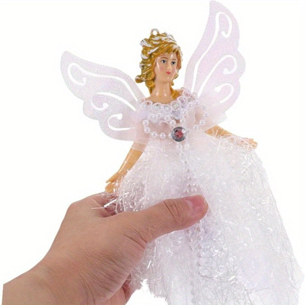 Christmas Tree Topper Angel Figurine Elegant White Fairy Decoration