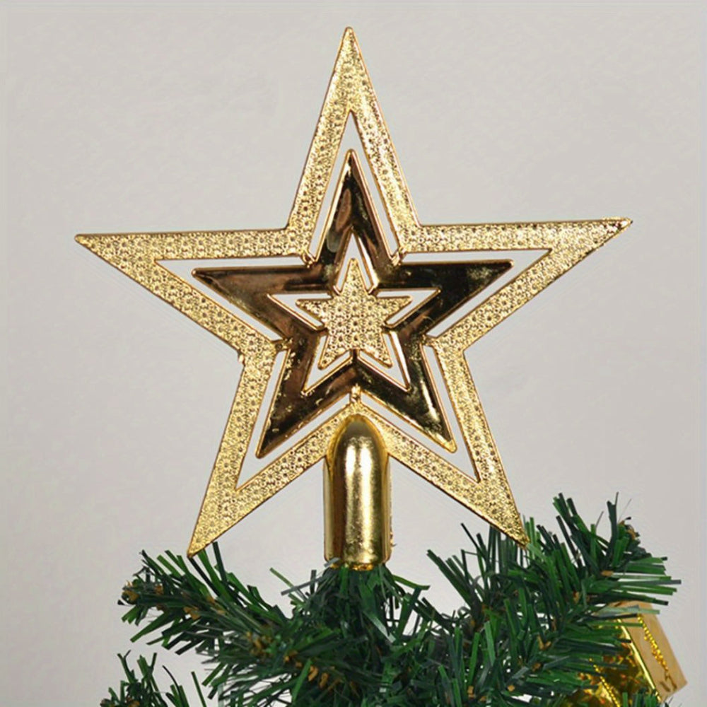 Christmas Tree Topper Star Gold Sparkle Decoration