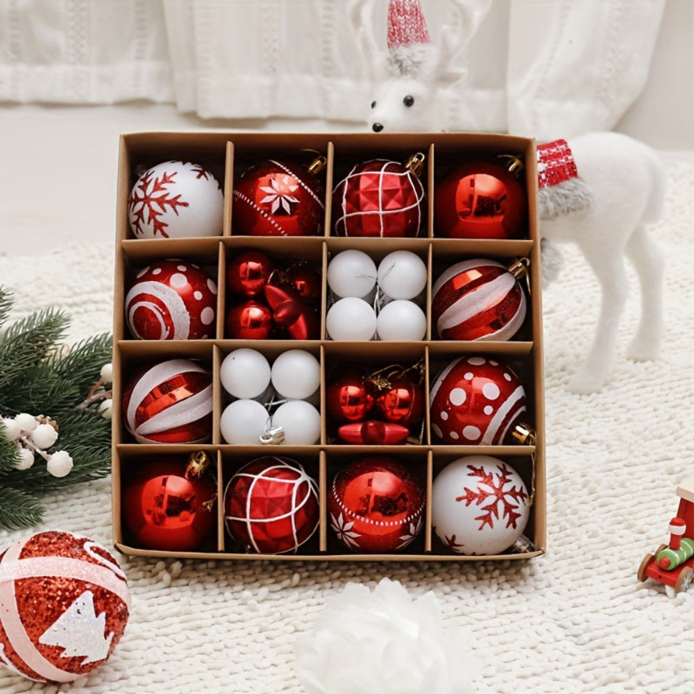 Juego de adornos navideños clásico para colgar en árbol, bolas decorativas