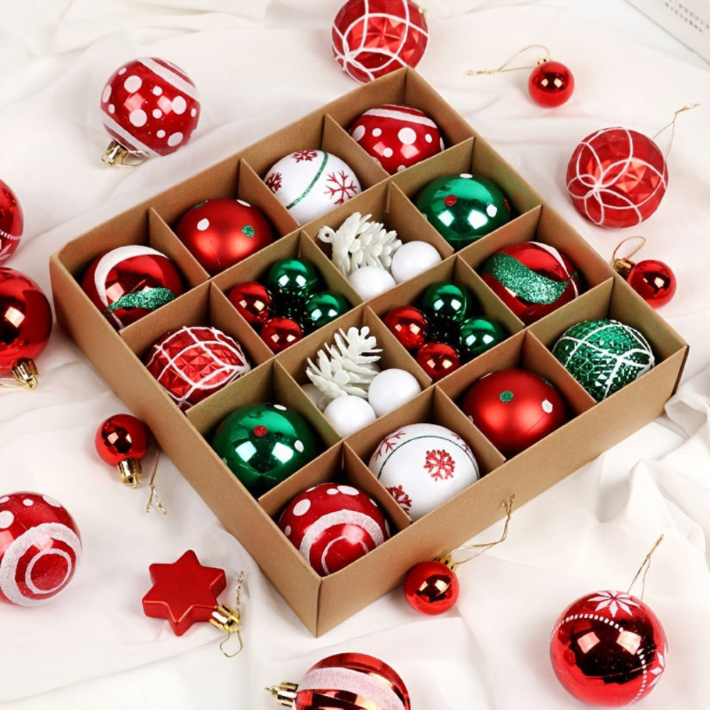 Juego de adornos navideños clásico para colgar en árbol, bolas decorativas